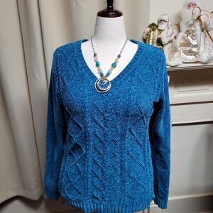 🎄Karen Scott Soft Chenille Pretty Blue Sweater XL